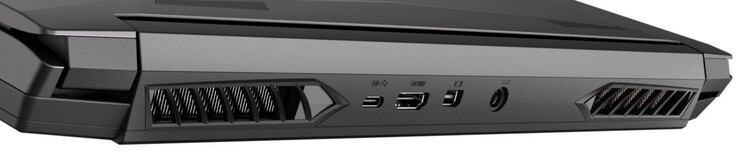 Retro: USB 3.2 Gen 2 (USB-C, DisplayPort 1.4, G-Sync), HDMI 2.1 (con HDCP 2.3), Mini DisplayPort 1.4 (G-Sync), porta di alimentazione