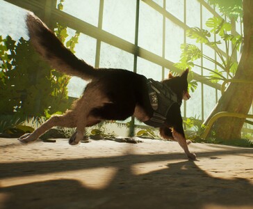 L'Agente T.H.U.N.D.E.R. corre attraverso un'area simile a una serra in Barkour, mostrando il movimento del parkour in un ambiente lussureggiante. (Fonte: Varsav Game Studios via Steam)