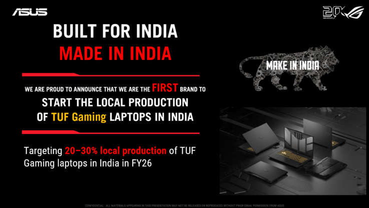 Un numero consistente di laptop TUF verrà prodotto in India