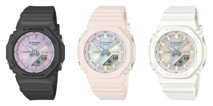 Da sinistra a destra: GMAP2100PC1A, GMAP2100PC4A e GMAP2100PC7A. (Fonte: Casio)