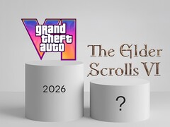 Vengono mostrati la data di uscita di GTA 6 e il logo di The Elder Scrolls 6 (Fonte immagine: Rockstar Games, Bethesda con modifiche)
