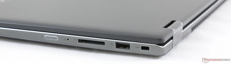 Lato destro: Tasto d' accensione, Lettore SD card, USB 3.0, Kensington Lock