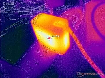 L'adattatore CA raggiunge oltre 44 C quando si utilizzano carichi impegnativi