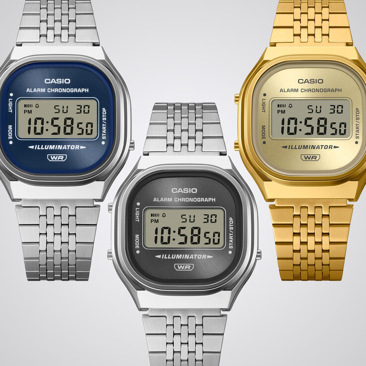 Da sinistra a destra: Casio A140WE-8A, A140WE-2A e A140WEG-9A.