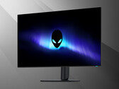 Vista frontale inclinata del monitor OLED 4K Alienware AW3226Q da 32 pollici