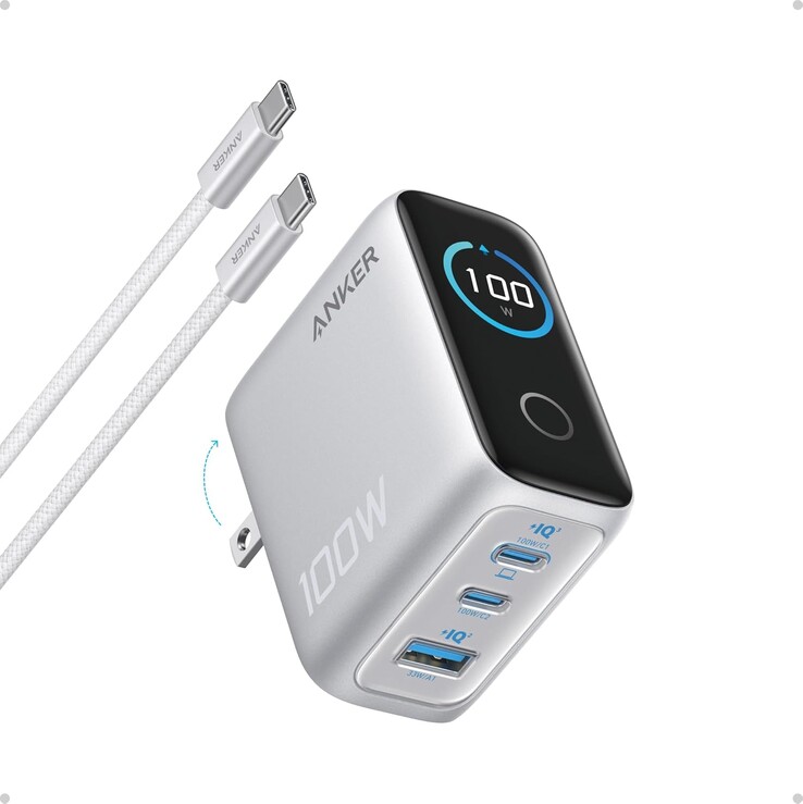 Il caricabatterie Anker (100W, 3 porte, Smart Display). (Fonte immagine: Anker)