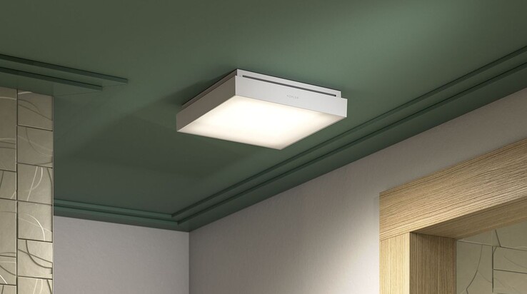 Il ventilatore intelligente Atmo è un condizionatore intelligente per il bagno e una luce notturna. (Fonte: Kohler)