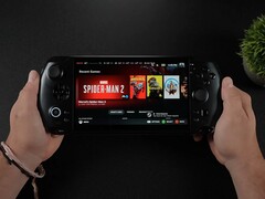 PC portatile da gioco GPD Win 5 con SteamOS, che mostra Marvel's Spider-Man 2 e altri giochi recenti sullo schermo. (Fonte immagine: ETA Prime via YouTube)