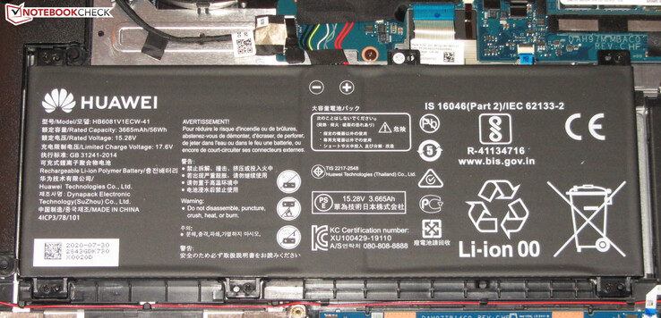 La batteria ha una capacità di 56-Wh.