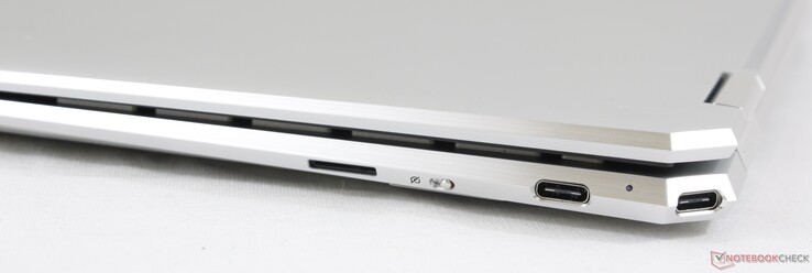 A destra: Webcam Kill Switch, lettore MicroSD, 2x USB Type-C + Thunderbolt 3