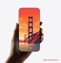 Un rendering dell&#039;iPhone senza bordi con sistema Face ID sotto il display. (Fonte: Ice Universe)