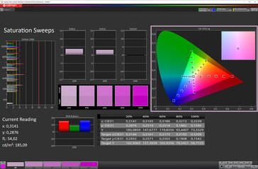 CalMAN saturazione (spazio colore target: sRGB), profilo colore: Normale