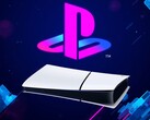 La console PS5 Digital poggia orizzontalmente sotto il logo PlayStation