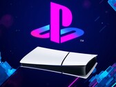 La console PS5 Digital poggia orizzontalmente sotto il logo PlayStation