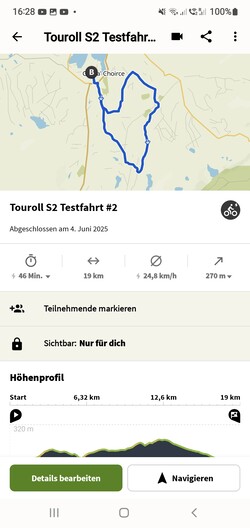 percorso di prova di 19 km con la e-bike pieghevole economica Touroll S2