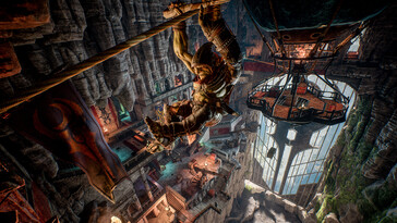 Un'immagine che mostra un ambiente in Styx: Shards of Darkness.