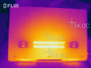 Hot air outlets in the center dominate the bottom of the base unit