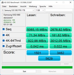 Punteggi inferiori alla media in AS SSD per un 980 Pro.