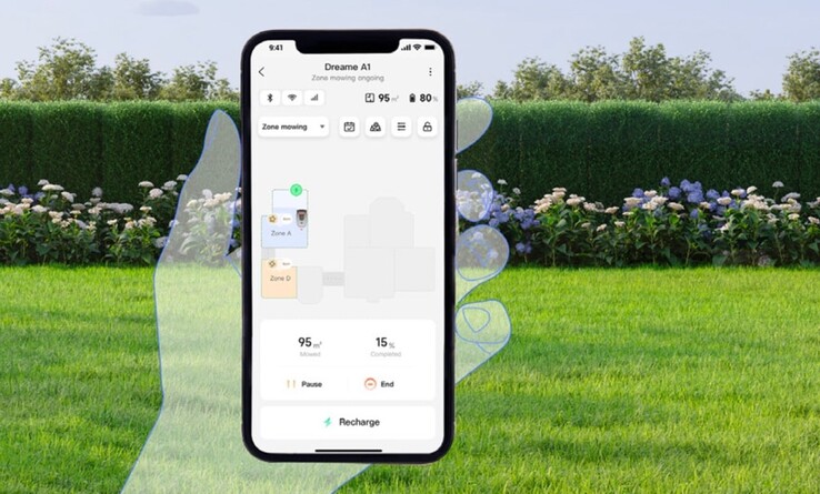 Il Dreame Roboticmower A1 può essere controllato tramite un'app. (Fonte: Dreame)