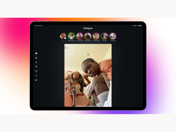 Una schermata della nuova interfaccia Reels first sulla nuova app Instagram per iPad. (Fonte: Instagram)