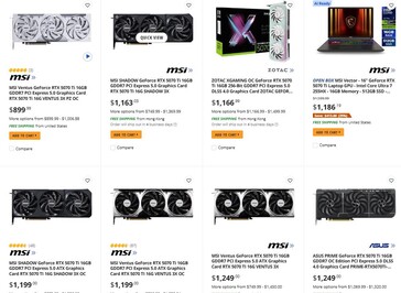 Prezzo della RTX 5070 Ti su Newegg. (Fonte: Newegg)