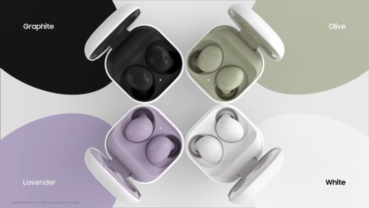 Le Galaxy Buds2 in tutte le loro nuove opzioni di colore. (Fonte: Samsung)