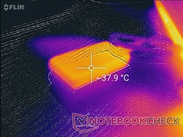 Temperatura superficiale che si avvicina ai 40 C dopo mezz'ora di uso costante