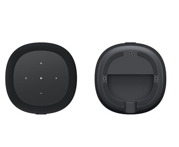 Controlli touch del pannello superiore di WiiM Sound Lite e area di montaggio inferiore (fonte: WiiM)