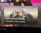 Uno screenshot della dashboard Xbox che mostra un annuncio di Call of Duty: Mobile con mech Gundam e la didascalia "I Gundam sono atterrati" (Reddit/u/Critical_Term_1013 via r/xbox)