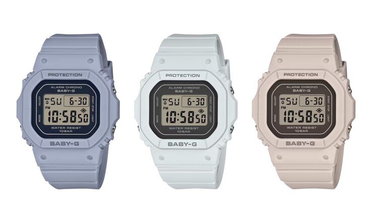 Da sinistra a destra: gli orologi Casio BGD-565FG-2B, BGD-565FG-2C e BGD-565FG-5