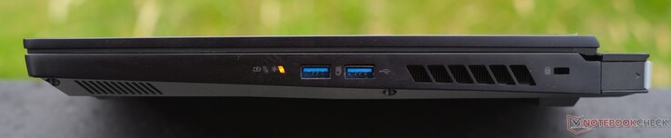 A destra: spie luminose, 2x USB-A 3.2, blocco Kensington