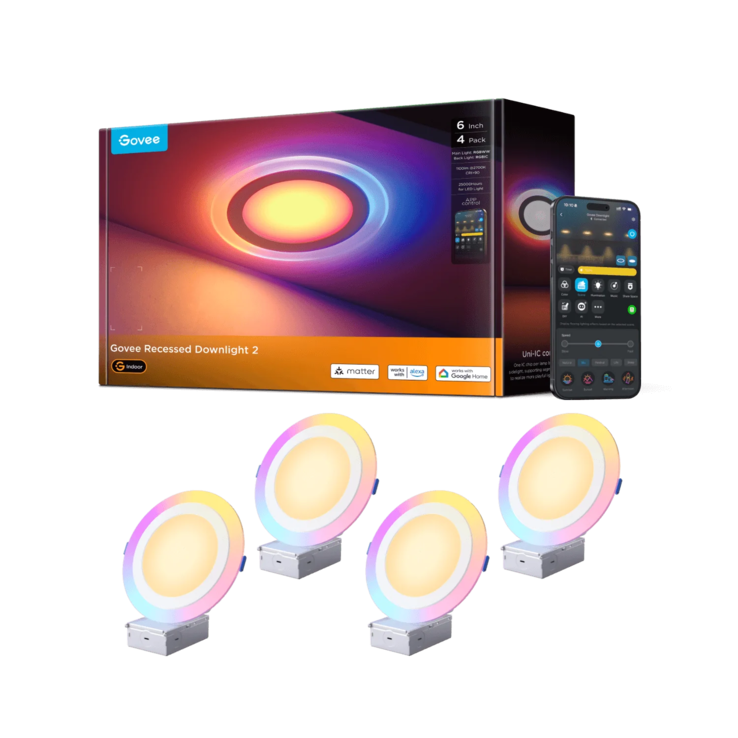 Govee 6 pollici Smart Recessed Lights Pro con luce notturna. (Fonte: Govee)