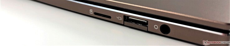 A destra: microSD, USB 2.0 Type-A, cuffia combo/mic