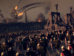 Un'immagine che raffigura un assedio e degli onagri in Total War: Attila.