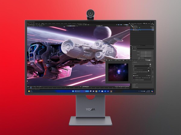 Il monitor OLED 4K Lenovo Yoga Pro 27UD-10 mostrato frontalmente (fonte: Lenovo PR)