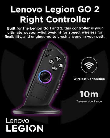 Il controller destro di Legion Go 2 ha un trackpad di grandi dimensioni sotto il joystick. (Fonte immagine: Lenovo)