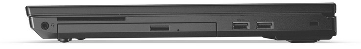 Lato destro: jack stereo combinato, lettore di smart card (non presente nella nostra unità), masterizzatore DVD, 2x USB 3.1 Gen 1 (Type-A), slot blocco di sicurezza