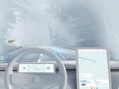  Un rendering di come potrebbe apparire un'auto Volvo con un HUD Spectralics ad ampio campo visivo. (Immagine: Volvo)