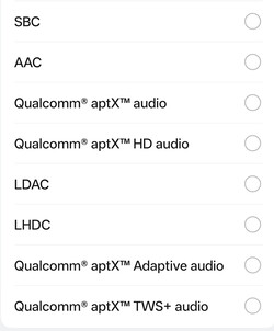 Codec audio Bluetooth disponibili
