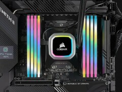 La memoria Corsair Vengeance RGB Pro SL DDR4 mostrata nella scheda madre (fonte: Corsair)