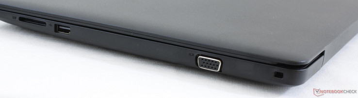 Lato destro: Lettore SD, USB 2.0, uscita VGA: Lettore SD, USB 2.0, uscita VGA, Noble Lock