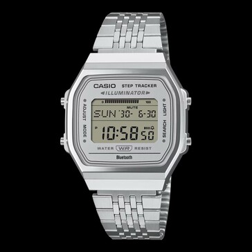 Casio ABL-100WE-7A con quadrante, cassa e bracciale argentati.