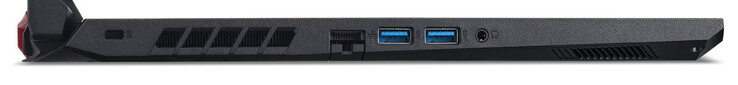 Lato sinistro: cavo lock slot, Gigabit Ethernet, 2x USB 3.2 Gen 1 (Type-A), combo audio