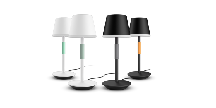 La lampada da tavolo portatile Philips Hue Go è disponibile in quattro varianti di colore. (Fonte: Signify)
