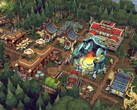 Un'immagine che mostra gli edifici presenti nel gioco Against the Storm, attualmente scontato del 70% su Steam.