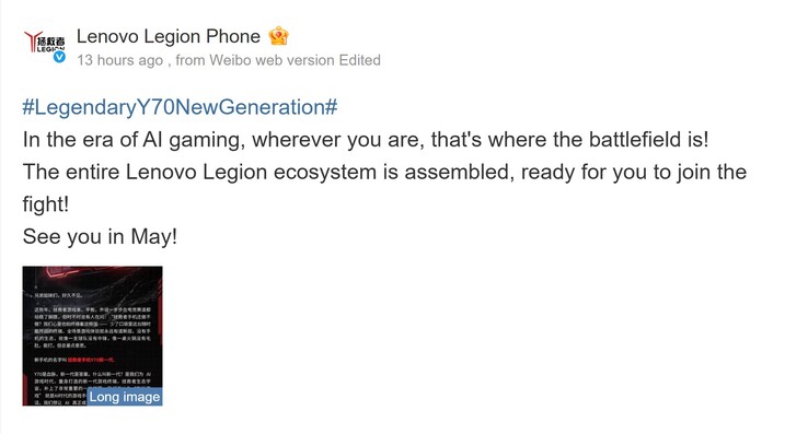 Lenovo prevede un lancio nel maggio 2026 per il telefono da gioco (traduzione automatica)