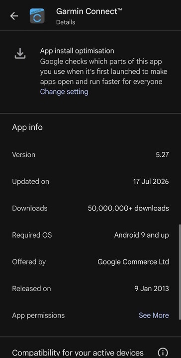 Garmin Connect 5.27 è stato rilasciato il 17 luglio