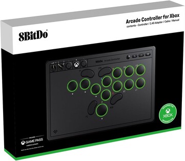 Il controller Arcade 8BitDo per Xbox ha una batteria più capiente e luci RGB. (Fonte: 8BitDo)
