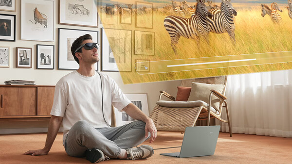 Gli Acer AR Vision GR0 sono occhiali AR che possono essere collegati a un telefono, computer o palmare con supporto di uscita video.
