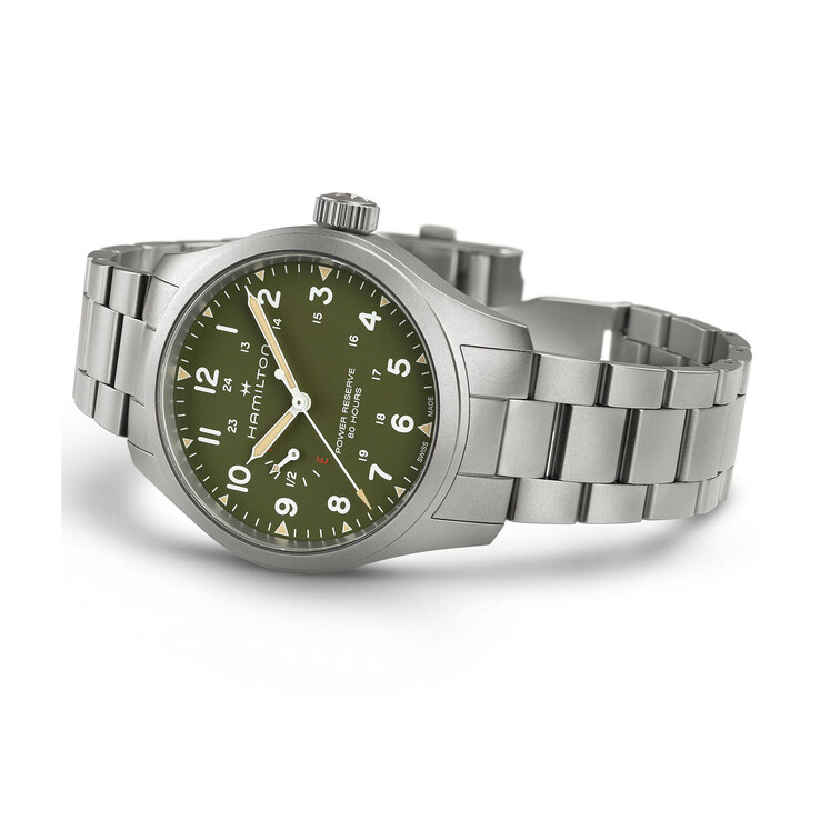 L'Hamilton Khaki Field Power Reserve da 40 mm con quadrante verde